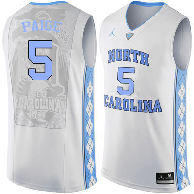 Men North Carolina Tar Heels #5 Marcus Paige College Basketball Jerseys Sale-White